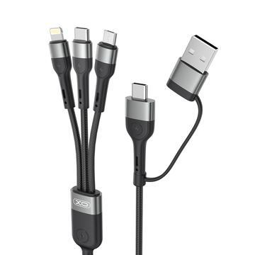 XO NB254 6-in-1-latauskaapeli - USB-C, Lightning, MicroUSB, USB-A