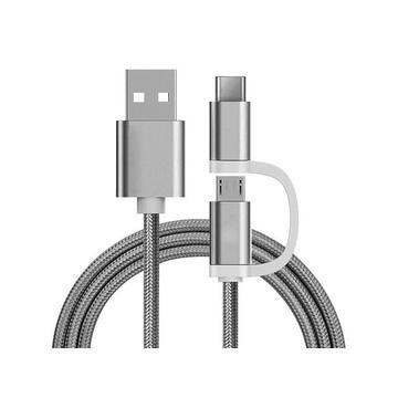 Reekin 2-i-1 Flätad kabel - MicroUSB & USB-C