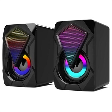 RGB Stereo Gaming Høyttalere X2 - 2x3W - Svart