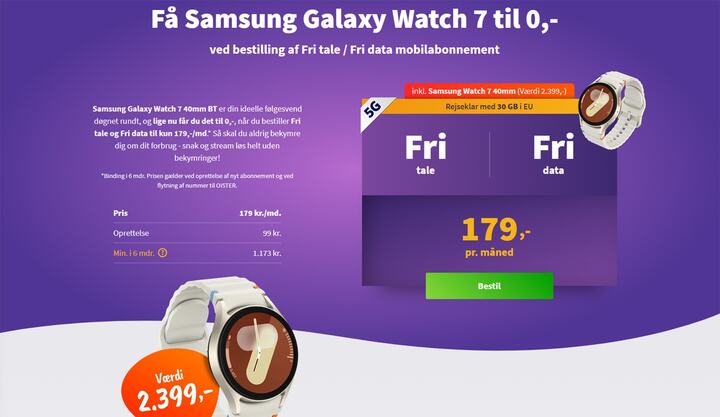 Få et Samsung Galaxy Watch 7 med OiSTER abonnement